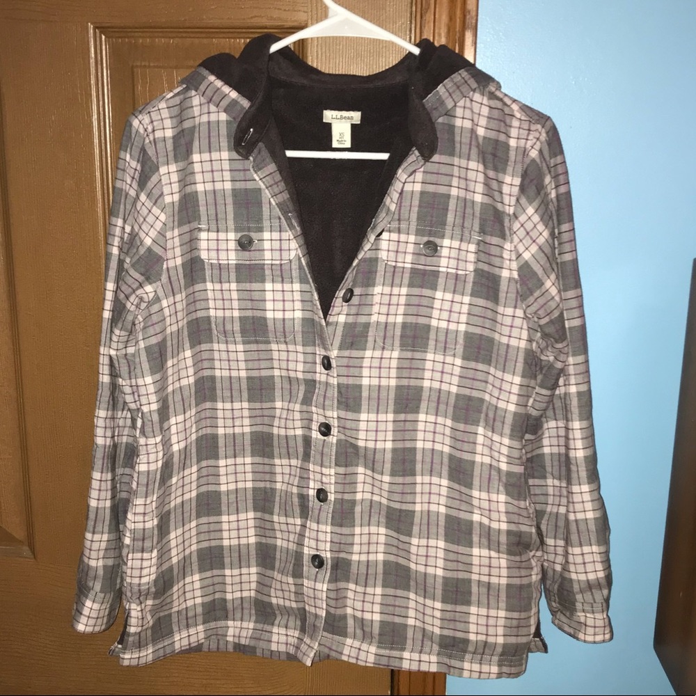 NWOT LLBean Fleece-Lined Flannel Hoodie